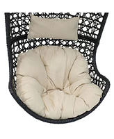 Cordelia Resin Wicker Hanging Egg Chair - 265-Pound Weight Capacity Includes Gray Polyester Cushion and Headrest