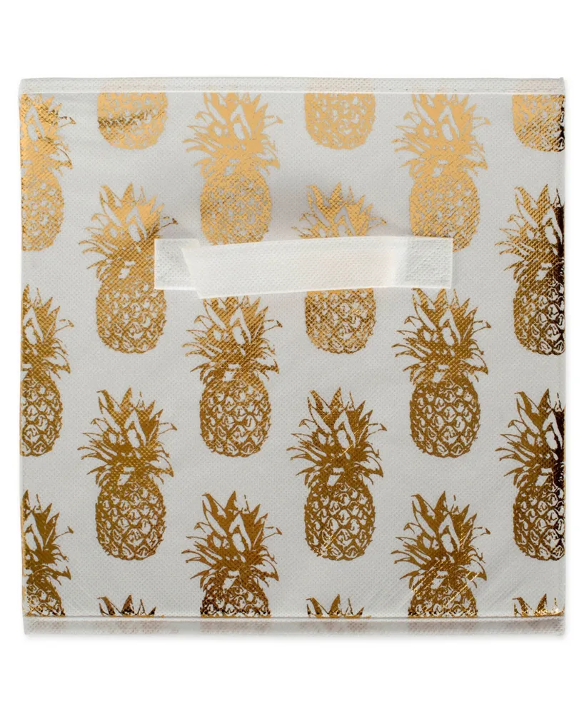 Design Imports Non-woven Polyester Cube Pineapple Square Set of