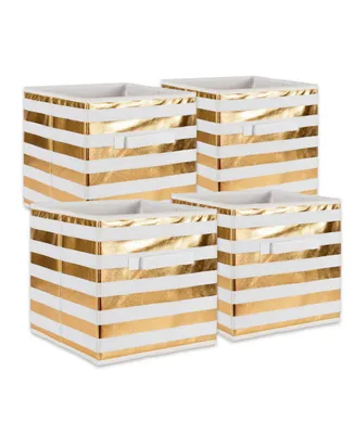 Design Imports Non-woven Polyester Cube Stripe Square Set of 4