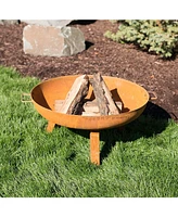 Inch Cast Iron Heavy-Duty Fire Pit for Outside - Wood-Burning Outdoor Fire Pit Bowl with Handles