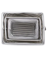 Design Imports Polyethylene Coated Herringbone Woven Cotton Laundry Bin Stripe Rectangle Set of 3