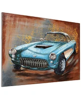 Empire Art Direct Blue car Mixed Media Iron Hand Painted Dimensional Wall Art, 32" x 48" x 2.4"