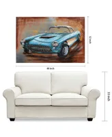 Empire Art Direct Blue car Mixed Media Iron Hand Painted Dimensional Wall Art, 32" x 48" x 2.4"