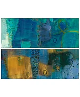 Empire Art Direct Reedy Blue I Iii Frameless Free Floating Tempered Art Glass Abstract Wall Art, 63" x 24" x 0.2"