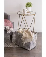 Design Imports Polyester Bin Herringbone Square