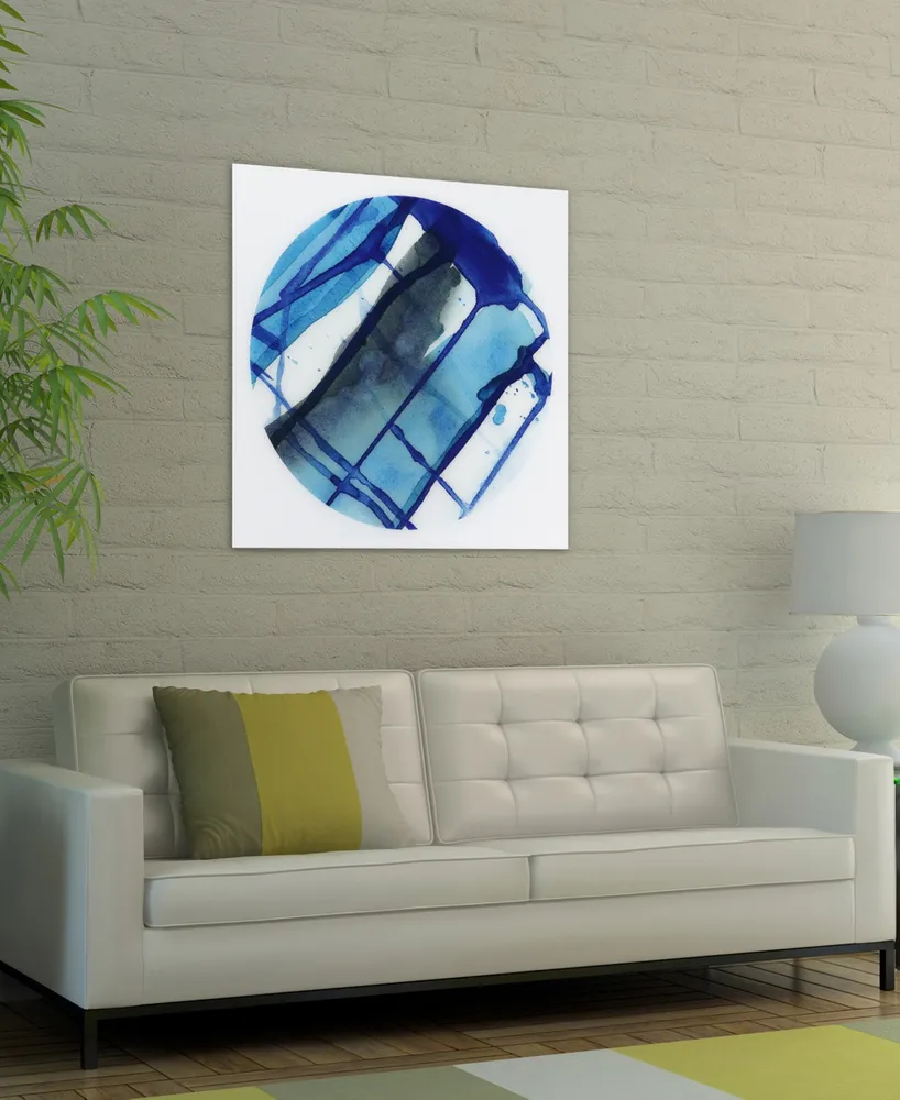 Empire Art Direct Blue Stripes Frameless Free Floating Tempered Glass Panel Graphic Abstract Wall Art