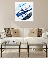 Empire Art Direct Blue Stripes 2 Frameless Free Floating Tempered Glass Panel Graphic Abstract Wall Art, 38" x 38" x 0.2"