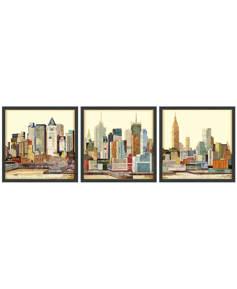 Empire Art Direct New York Skyline Abc Dimensional Collage Framed Graphic Art Under Glass Wall Art, 25" x 25" x 1.4"