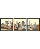 Empire Art Direct New York Skyline Abc Dimensional Collage Framed Graphic Art Under Glass Wall Art, 25" x 25" x 1.4"