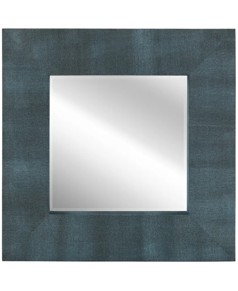 Empire Art Direct Beveled Wall Mirror Metallic Faux Shagreen Leather Framed Leaner, 30" x 30" x 3"