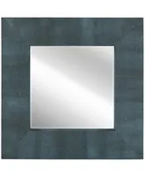 Empire Art Direct Beveled Wall Mirror Metallic Faux Shagreen Leather Framed Leaner, 30" x 30" x 3"