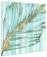 Empire Art Direct Beach Frond in Gold I I Frameless Free Floating Tempered Art Glass Wall Art, 38" x 38" x 0.2"