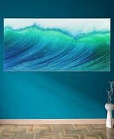 Empire Art Direct Blue Wave Frameless Free Floating Tempered Art Glass Wall Art by Ead Art Coop, 36" x 72" x 0.2"