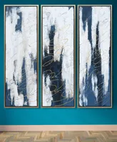 Empire Art Direct Blue Shadows Textured Metallic Hand Painted Wall Art Set by Martin Edwards, 60" x 20" x 1.5"