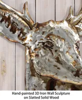 Empire Art Direct Deer 1Handed Painted Iron Wall sculpture on Wooden Wall Art, 40" x 30" x 3"