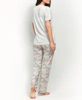 Mood Pajamas Ultra Soft Floral Short Sleeve Pajama Set
