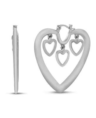 Kensie Dangle Heart Hoop Wire Earring - Silver