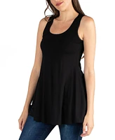 24seven Comfort Apparel Women's Scoop Neck Sleeveless Tunic Top