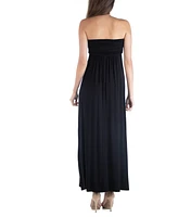 24seven Comfort Apparel Strapless Empire Waist Maxi Dress