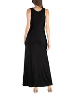 24seven Comfort Apparel Scoop Neck Sleeveless Maxi Dress with Pockets