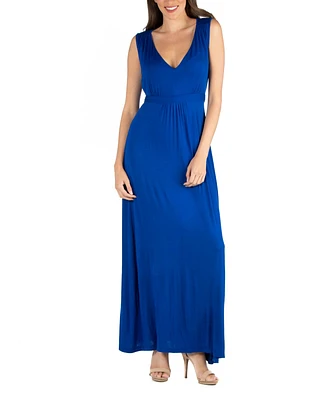 24seven Comfort Apparel V-Neck Sleeveless Maxi Dress with Belt
