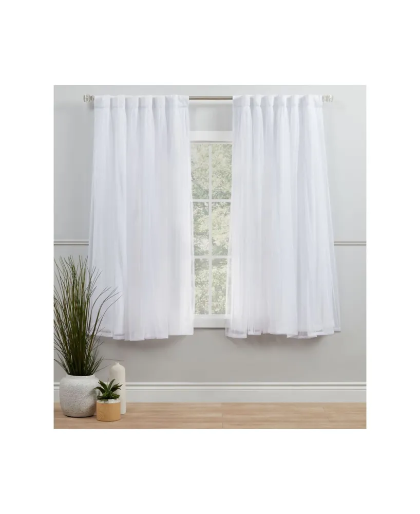 Exclusive Home Curtains Catarina Layered Solid Blackout and Sheer Grommet Top Curtain Panel Pair, 52" x 63" - Off