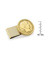 Men's American Coin Treasures Gold-Layered Silver Barber Half Dollar Stainless Steel Coin Money Clip