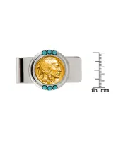 Men's American Coin Treasures Gold-Layered Buffalo Nickel Turquoise Coin Money Clip