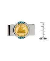 Men's American Coin Treasures Gold-Layered Westward Journey Keelboat Nickel Turquoise Coin Money Clip