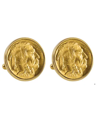American Coin Treasures Gold-Layered 1913 First-Year-Of-Issue Buffalo Nickel Bezel Coin Cuff Links