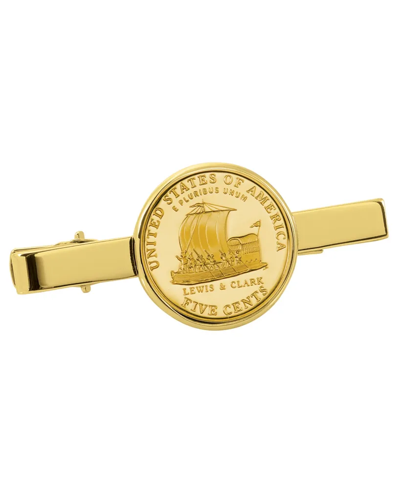 American Coin Treasures Gold-Layered Westward Journey Keelboat Nickel Coin Tie Clip