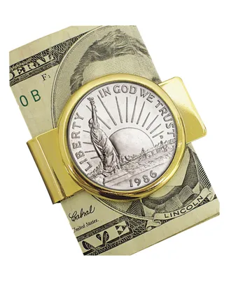 Men's American Coin Treasures 1986 Statue of Liberty Commemorative Half Dollar Coin In Coin Money Clip Coin Jewelry