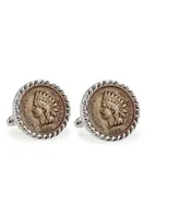 American Coin Treasures 1859 First-Year-Of-Issue Indian Head Penny Rope Bezel Coin Cuff Links