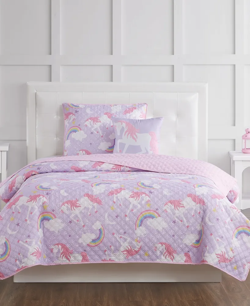 My World Rainbow Unicorn Twin 3 Piece Quilt Set