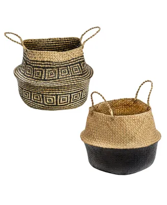 Honey Can Do Set of 2 Folding Seagrass Belly Baskets