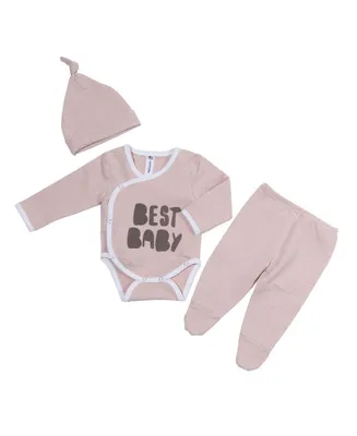 Earth Baby Outfitters Baby Girls Bodysuit, Pants, and Hat, 3 Piece Set