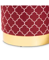 Furniture Serra Glam and Luxe Quatrefoil Upholstered Storage Ottoman