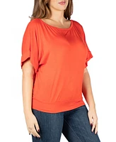 24seven Comfort Apparel Plus Short Sleeve Loose Fitting Dolman Top