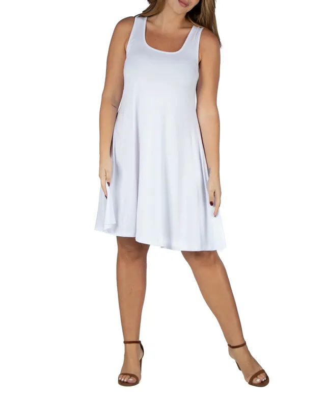24seven Comfort Apparel Plus Fit and Flare Knee Length Tank Dress