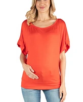 24seven Comfort Apparel Loose Fit Dolman Maternity Top with Wide Sleeves