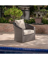 Noble House Darius Outdoor Framed Swivel Club Chair with Cushions