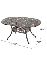 Noble House Lopez Outdoor Cast Oval Dining Table