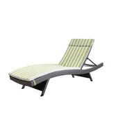 Noble House Salem Outdoor Chaise Lounge with Stripe Cushion