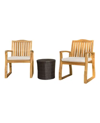 Noble House Tampa Outdoor 3 Piece Chat Set with Round Table