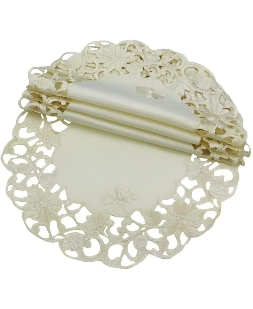 Xia Home Fashions Daisy Lace Embroidered Cutwork Round Doily - Set of 4