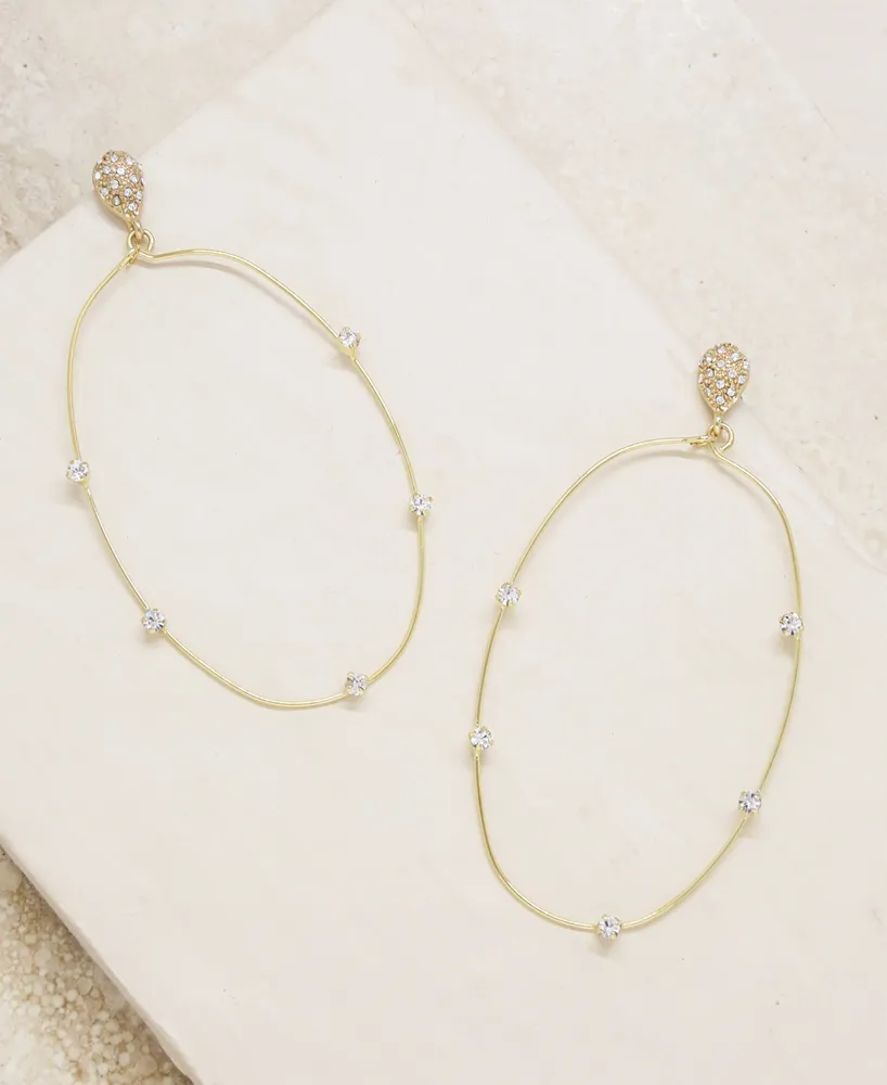 Ettika Delicate Crystal Large Oval Hoop Women's Earrings