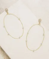 Ettika Delicate Crystal Large Oval Hoop Women's Earrings