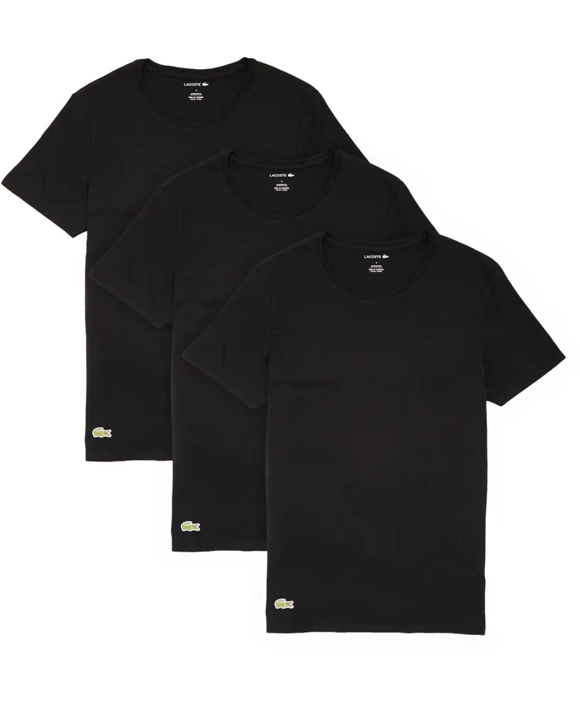 Lacoste Men's Essential Cotton Crew Neck Regular Fit Undershirt Set, 3-Piece