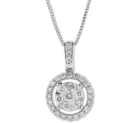 Diamond Cluster 18" Pendant Necklace (1/2 ct. t.w.) in 14k White Gold