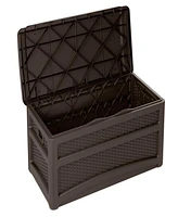 Suncast DBW7500 73 Gallon Outdoor Patio Storage Chest with Handles & Seat, Java